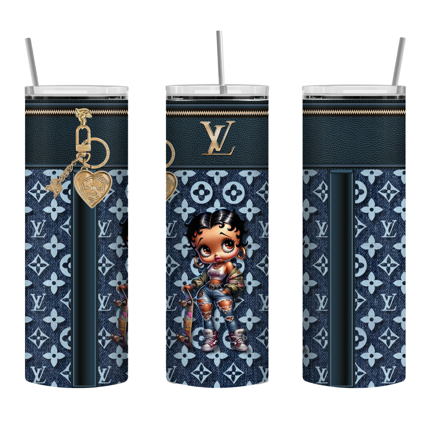 Stylish Purse-Inspired Denim Blue w/BB Tote, Coaster, Tumbler or Set – 12 (1) and 13 (1)