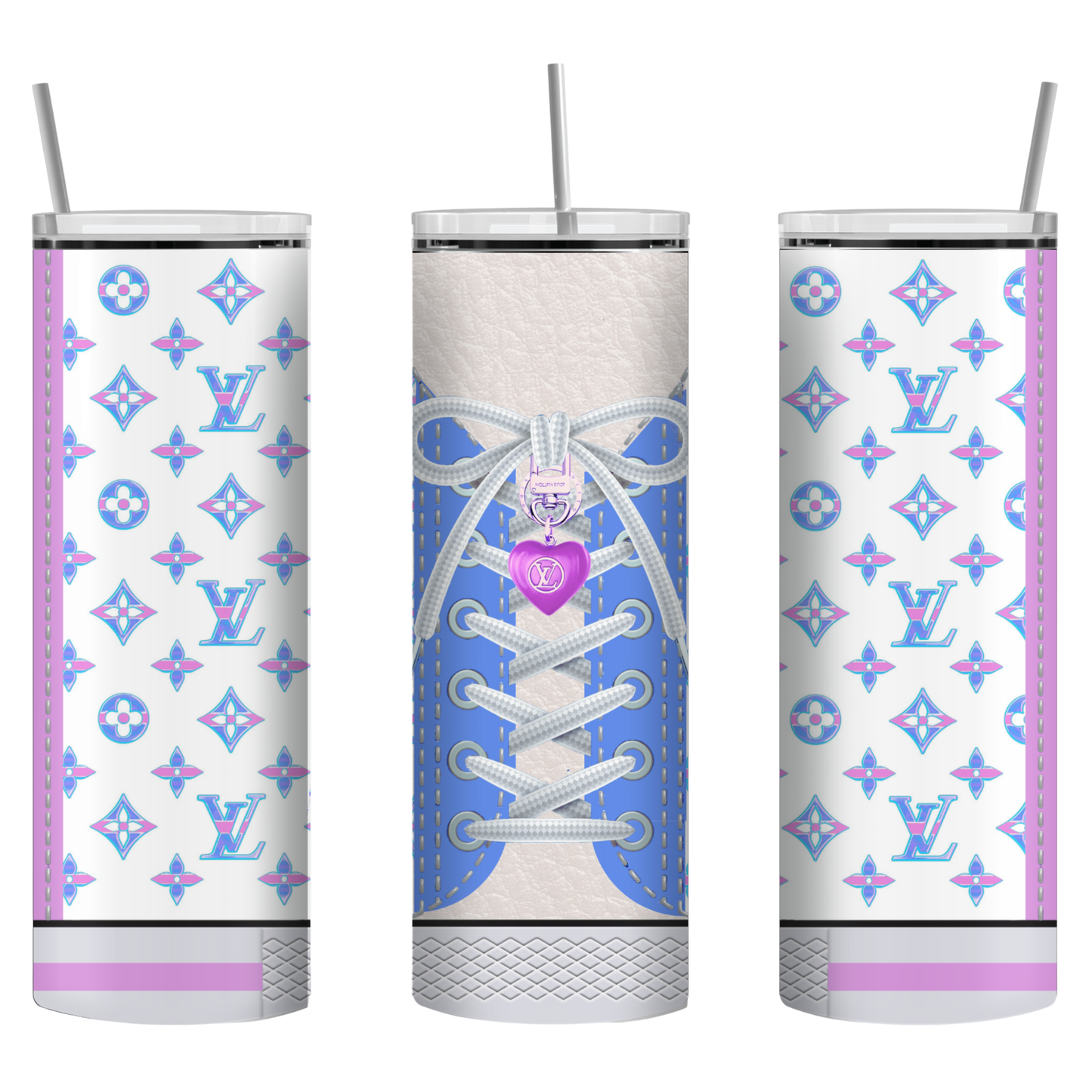 Stylish Purse-Inspired Blue, White and Fushia Tote, Coaster, Tumbler or Set – 91 and 13