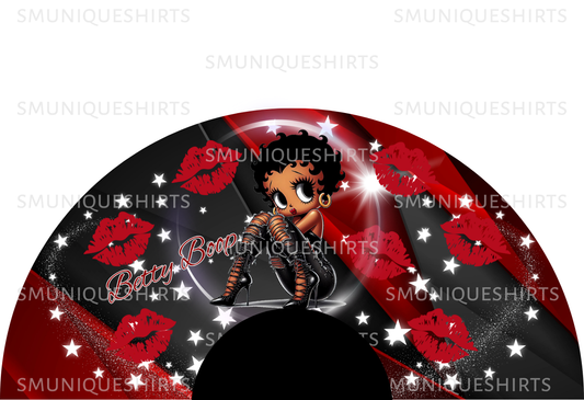 Vintage Pin-Up Girl Clack Fan Template: Red and Black Glam Diva