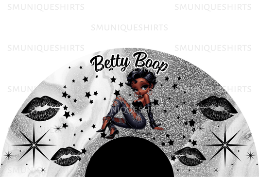 Vintage Pin-Up Girl Clack Fan Template: Black and White Glam Diva