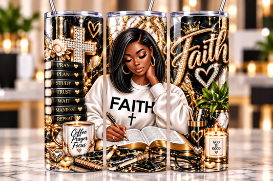 Faith — Black & Gold Marble 20 oz Tumbler