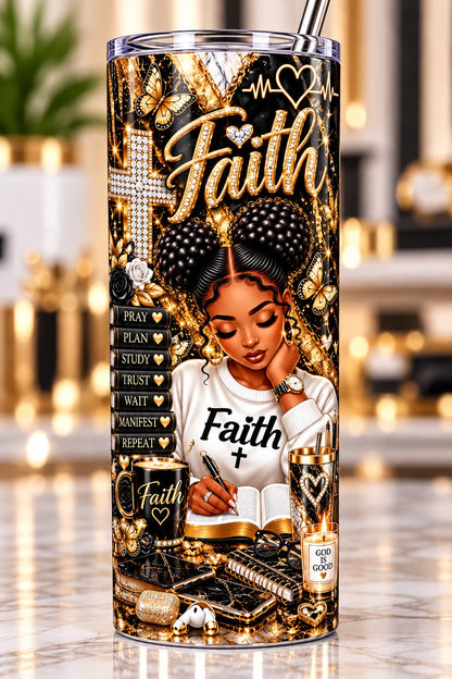 Faith Black & Gold 20 oz tumbler