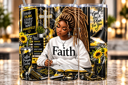 Faith God Has a Plan for You 20 oz tumbler — full wrap view