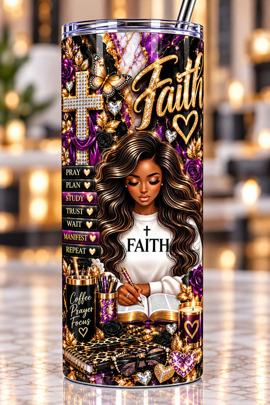 Faith Purple & Gold 20 oz tumbler