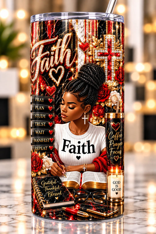 Faith Red & Black Marble 20 oz tumbler