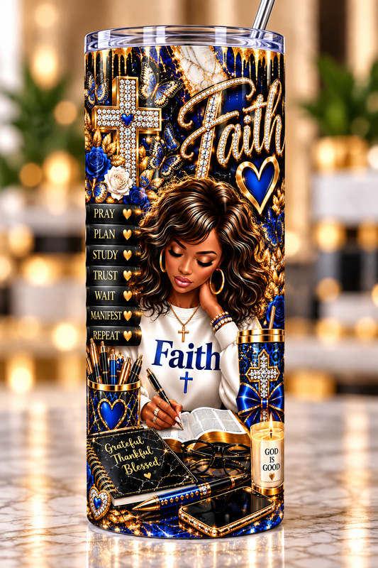 Faith Royal Blue & Gold 20 oz tumbler