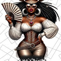 Clack Fan Cowgirl PNG Brown: Western Line Dance Design (Digital Download)