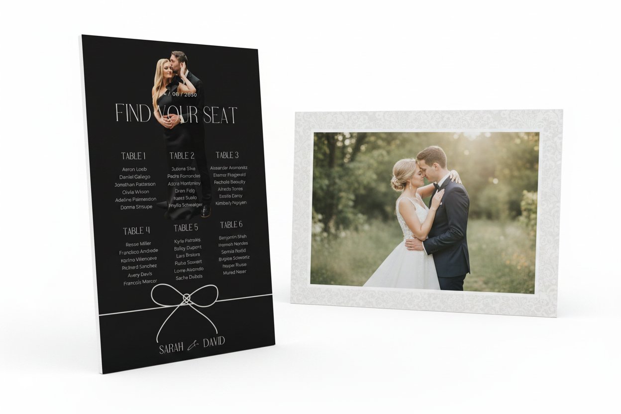 Modern Wedding Seating Chart double side mockup