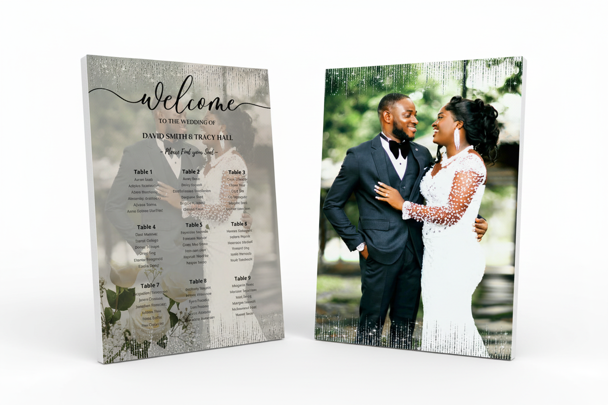 Elegant Wedding Seating Chart front and back mockup