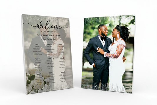 Elegant Wedding Seating Chart front and back mockup