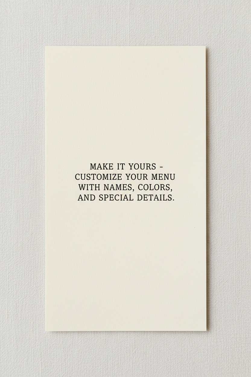 Design Your Own Wedding Menu 4x9 - Matte Cream Cardstock 100LB