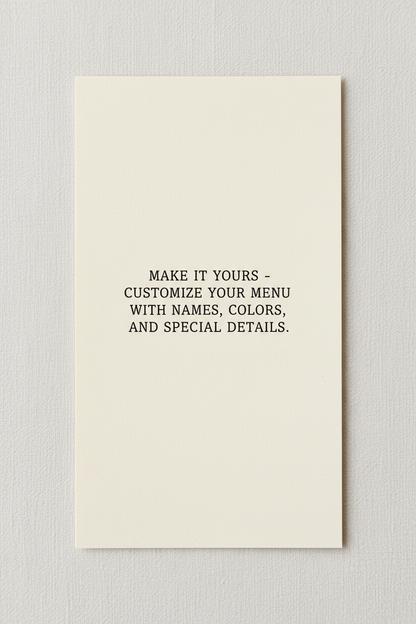 Design Your Own Wedding Menu 4x9 - Matte Cream Cardstock 100LB