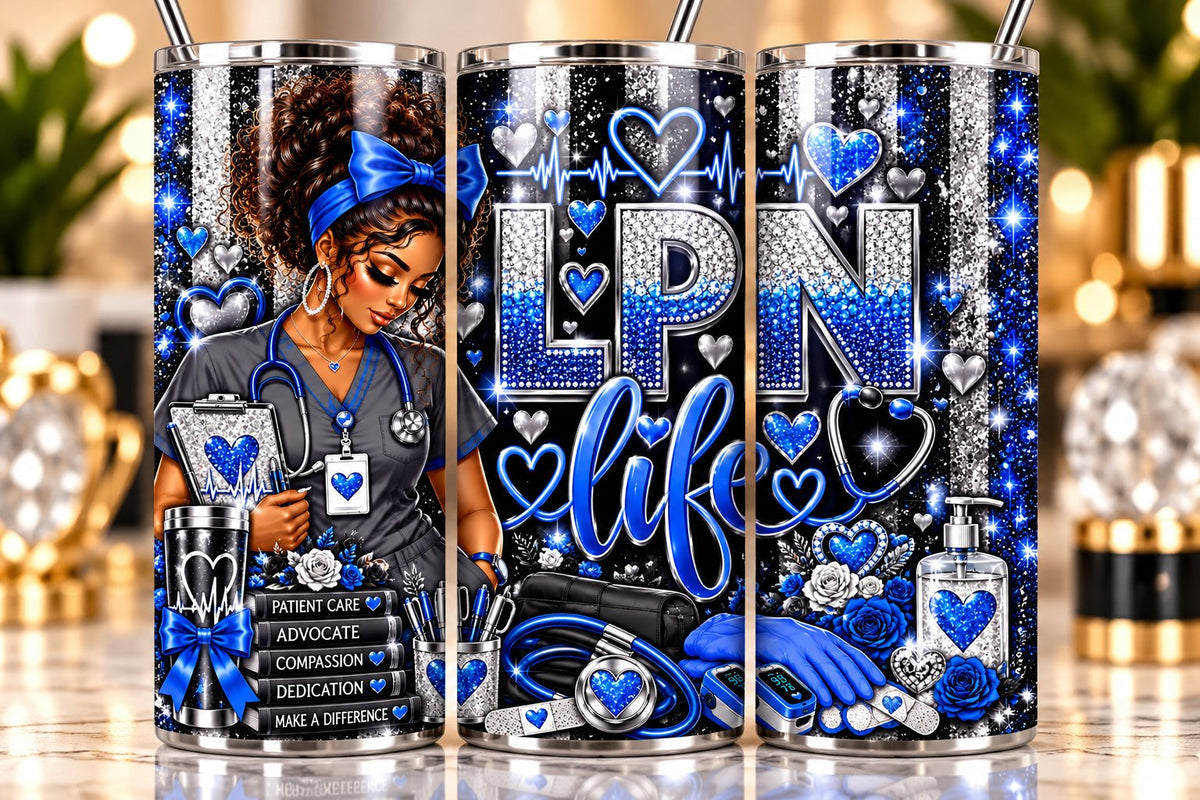 LPN Life 20 oz tumbler — Royal Blue Brunette