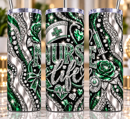 Nurse Life 20 oz tumbler — Emerald Green