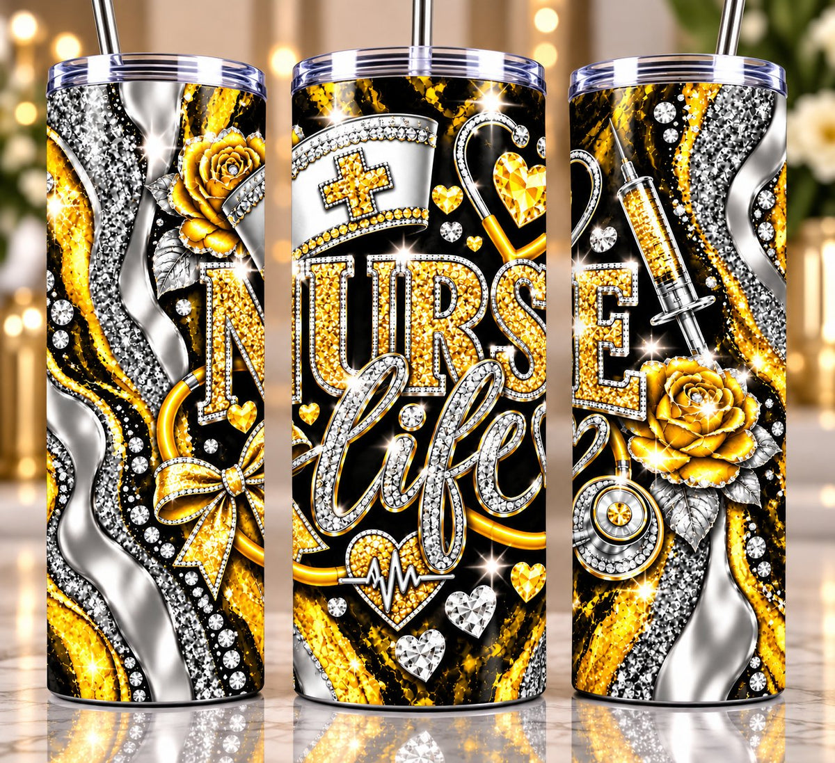 Nurse Life 20 oz tumbler — Gold