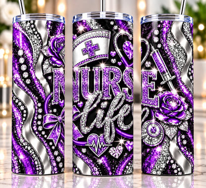 Nurse Life 20 oz tumbler — Purple