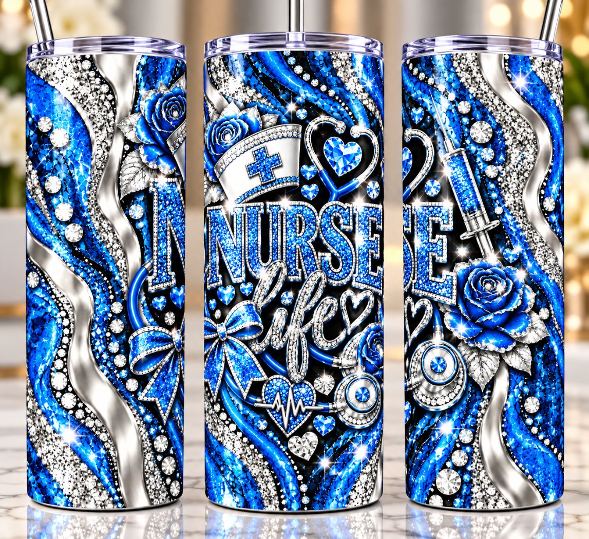 Nurse Life 20 oz tumbler — Royal Blue