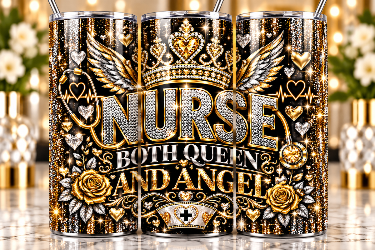Nurse, Both Queen and Angel 20 oz tumbler — Gold