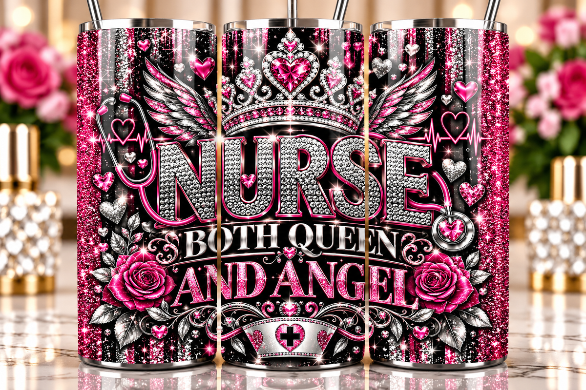Nurse, Both Queen and Angel 20 oz tumbler — Hot Pink