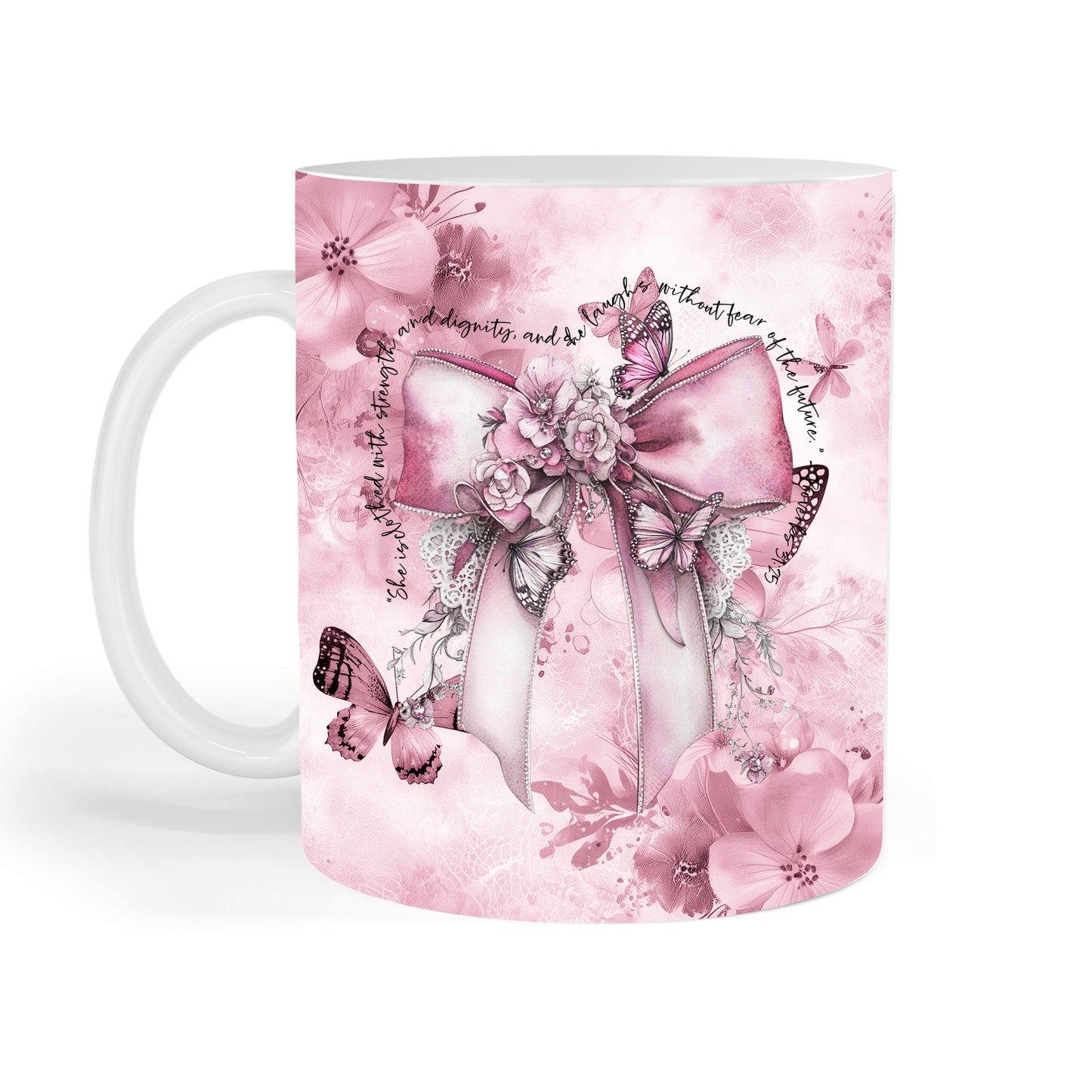 Pink Bow Inspirational Coffee Mug - S & M Unique Shirts, LLC