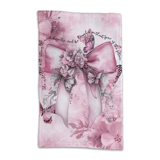 Pink Bow Inspirational Rally Towel - S & M Unique Shirts, LLC