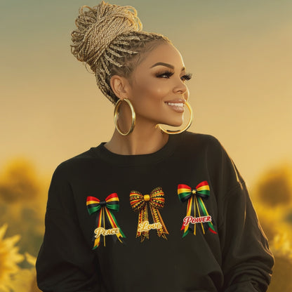 Peace Love Power Bows – Black History Month Premium Sweatshirt