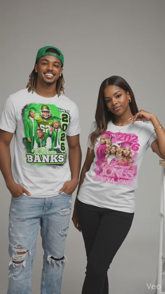 Custom Graduation Photo T-Shirt | Class of 2026 Sports & Color Tee | Personalized Senior Picture Shirt | Custom Grad Party Gift