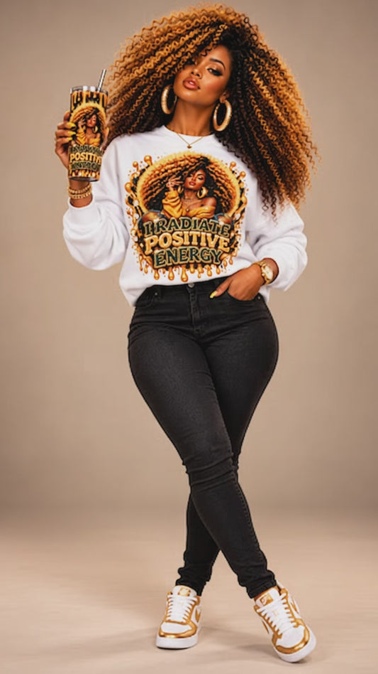 I Radiate Positive Energy — Custom Shirt or Sweatshirt & Matching Tumbler Bundle