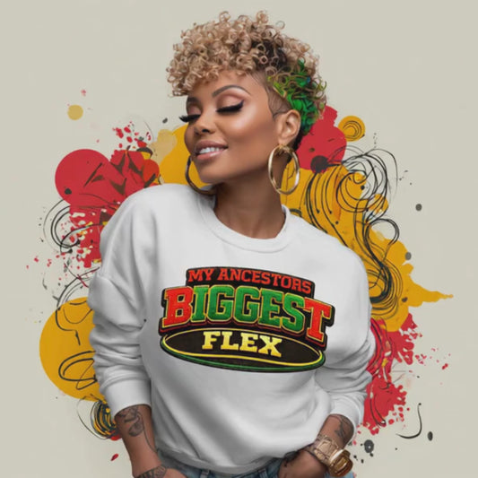 My Ancestors Biggest Flex – Retro Patch-Style Premium Sweatshirt