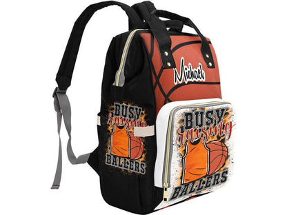 Michael Busy Raising Ballers Custom Diaper Bag Multi-Function Diaper Backpack - smuniqueshirts