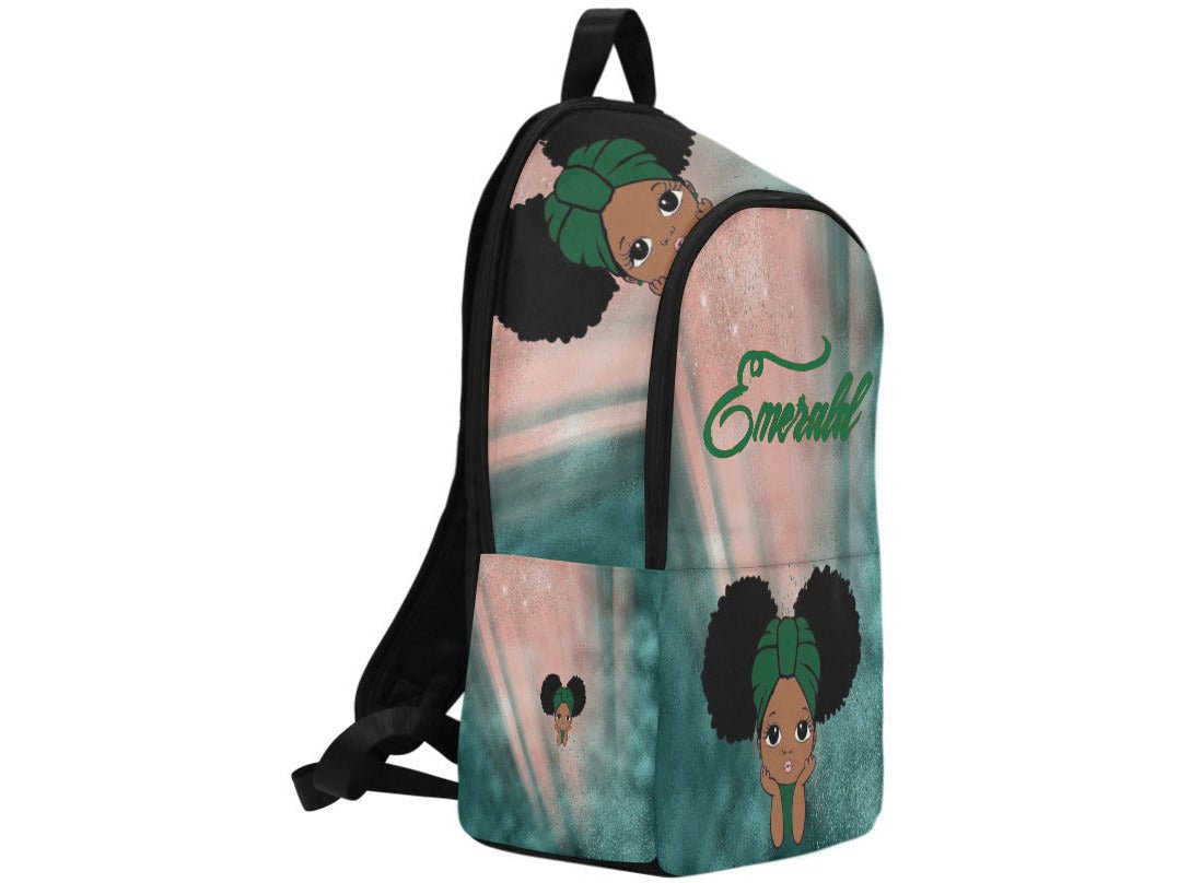 Custom Afro Beauty Emerald Backpack - smuniqueshirts