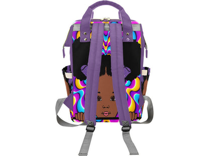 Custom Afro Girl Purple Peekaboo Diaper Bag - smuniqueshirts
