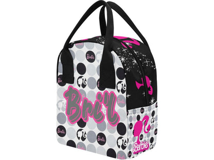 Barbie Black, Pink and Gray Lunch Bag - smuniqueshirts