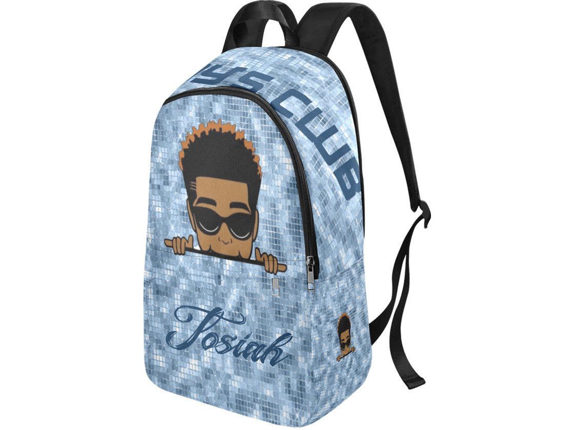 Custom Afro Boy Light Blue Backpack - smuniqueshirts