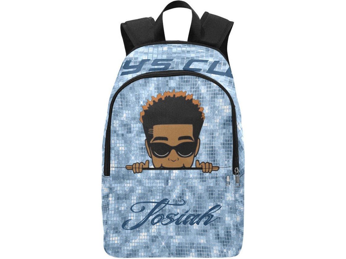 Custom Afro Boy Light Blue Backpack - smuniqueshirts