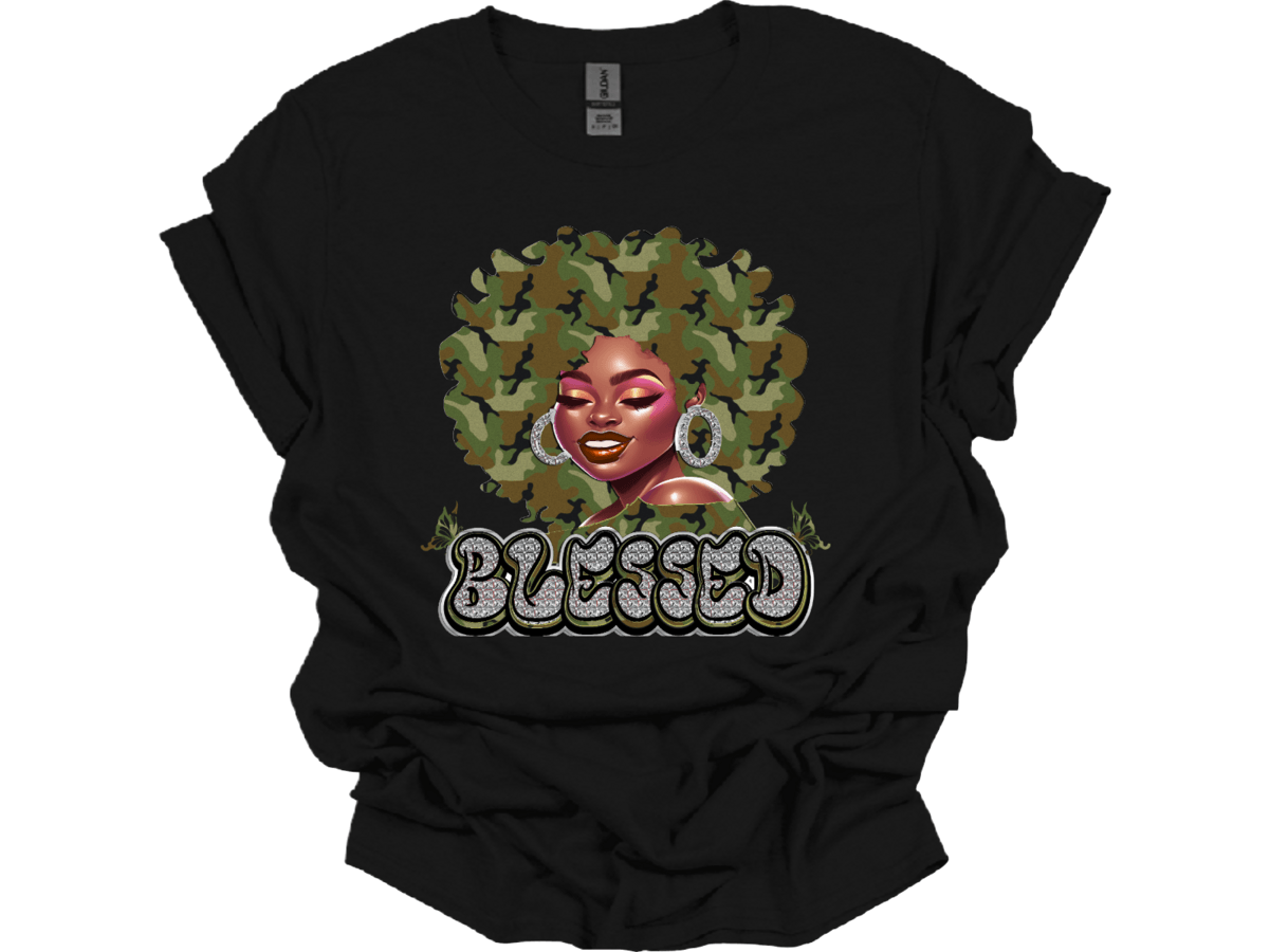 Camouflage Blessed Lady with butterflies - smuniqueshirts