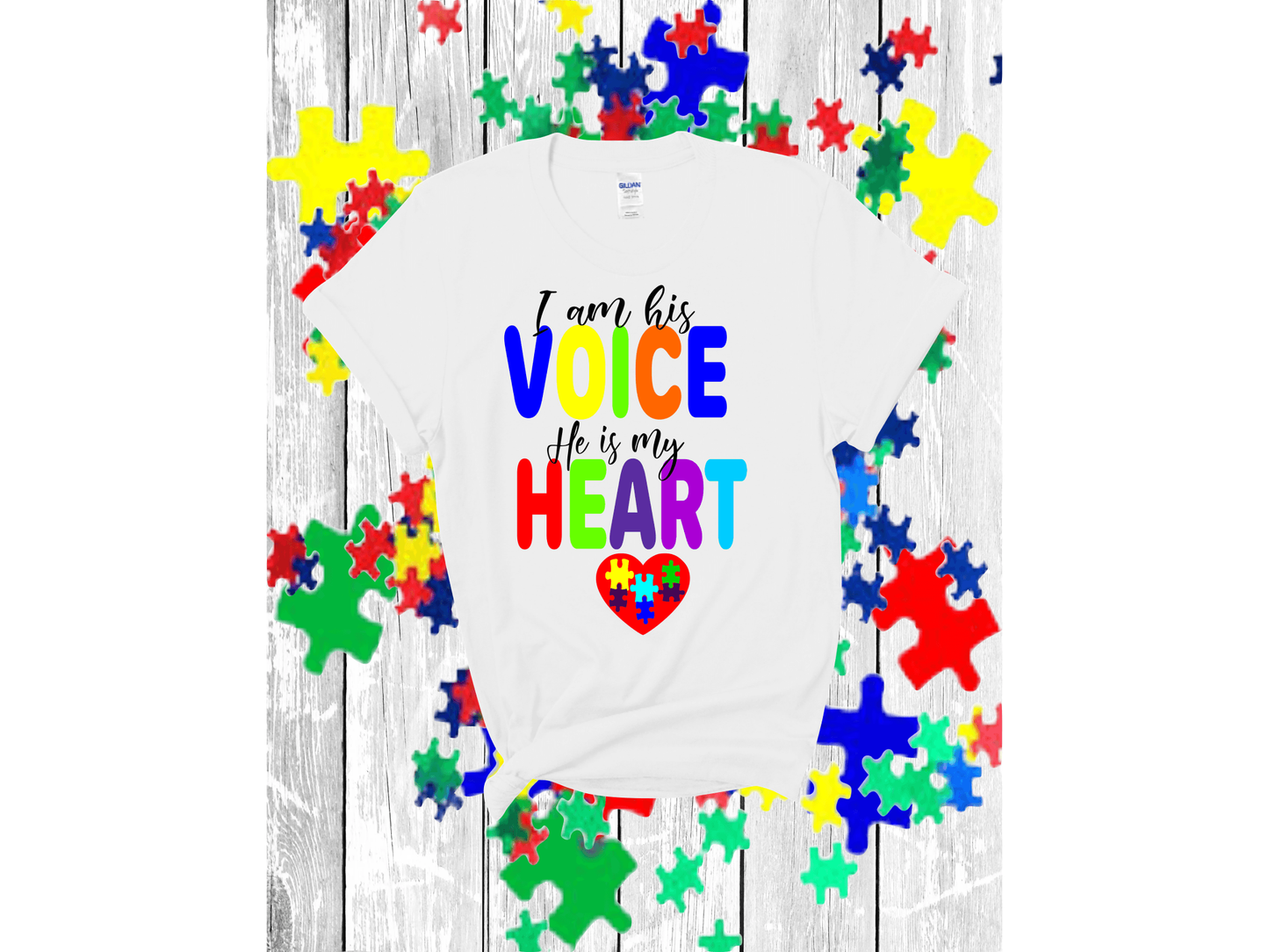I am his voice he is my heart Autism Awareness T-shirt
