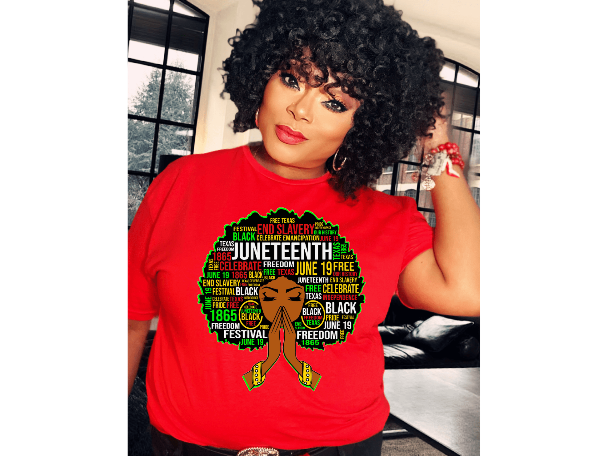 Juneteenth Afro Woman T-Shirt - smuniqueshirts
