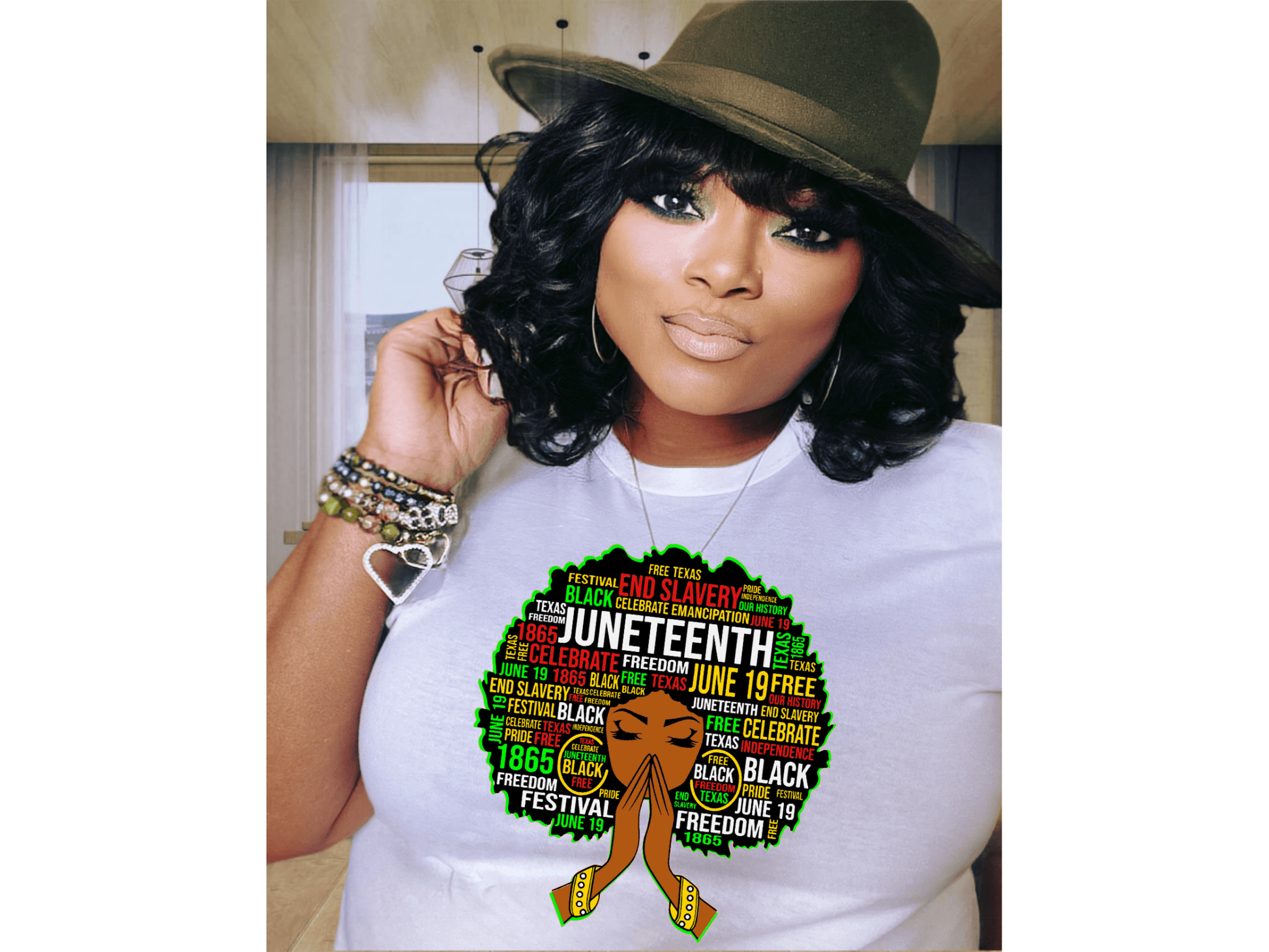 Juneteenth Afro Woman T-Shirt - smuniqueshirts