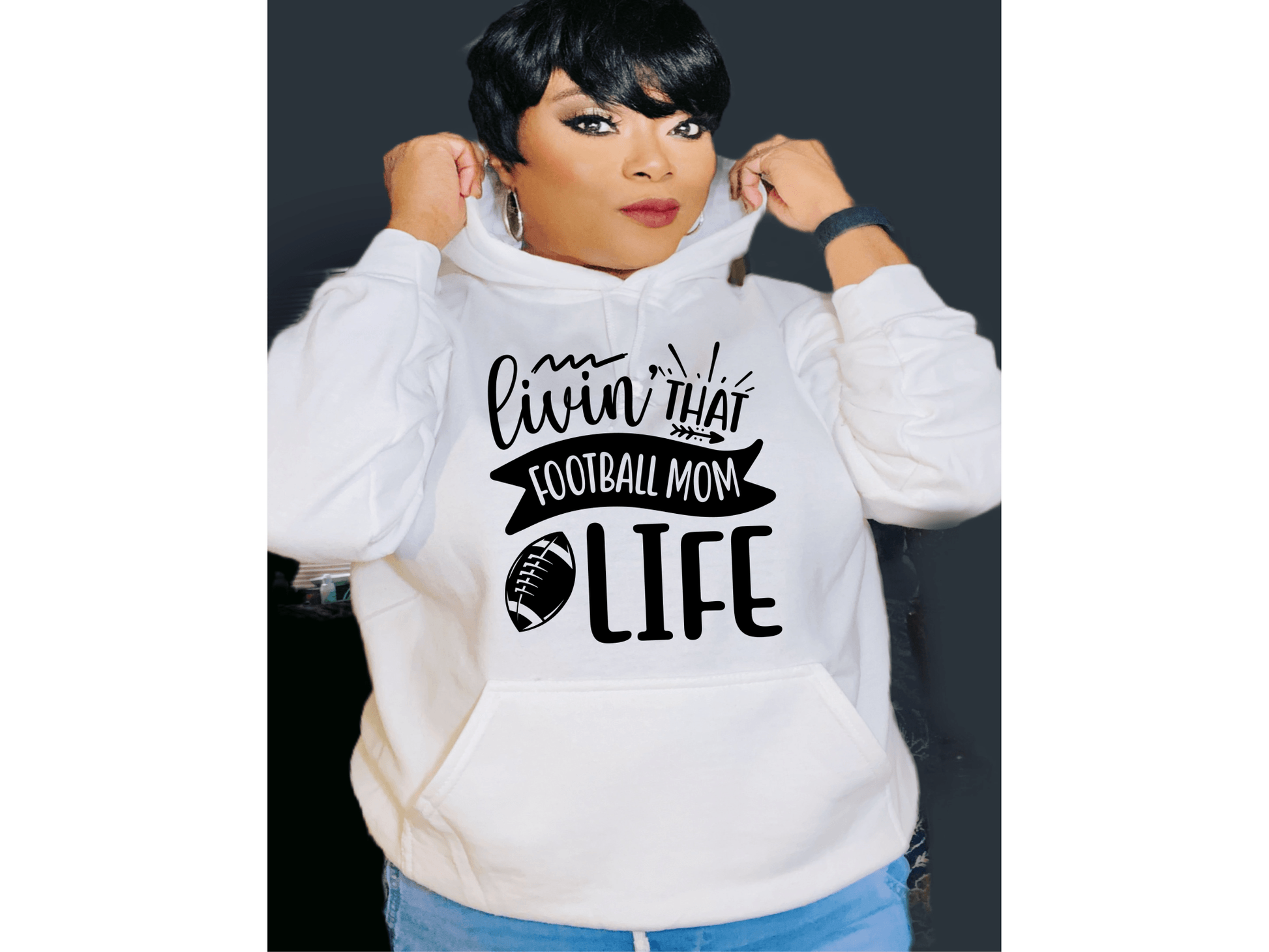 Livin That Football Mom Life T-shirt or Sweatshirt - smuniqueshirts