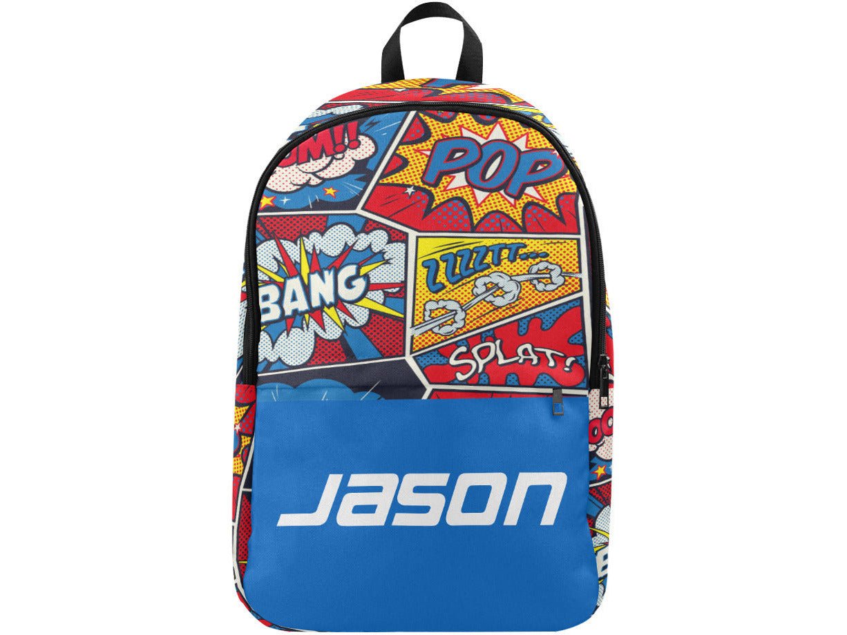 Custom Comic Book Blue Boy Backpack - smuniqueshirts