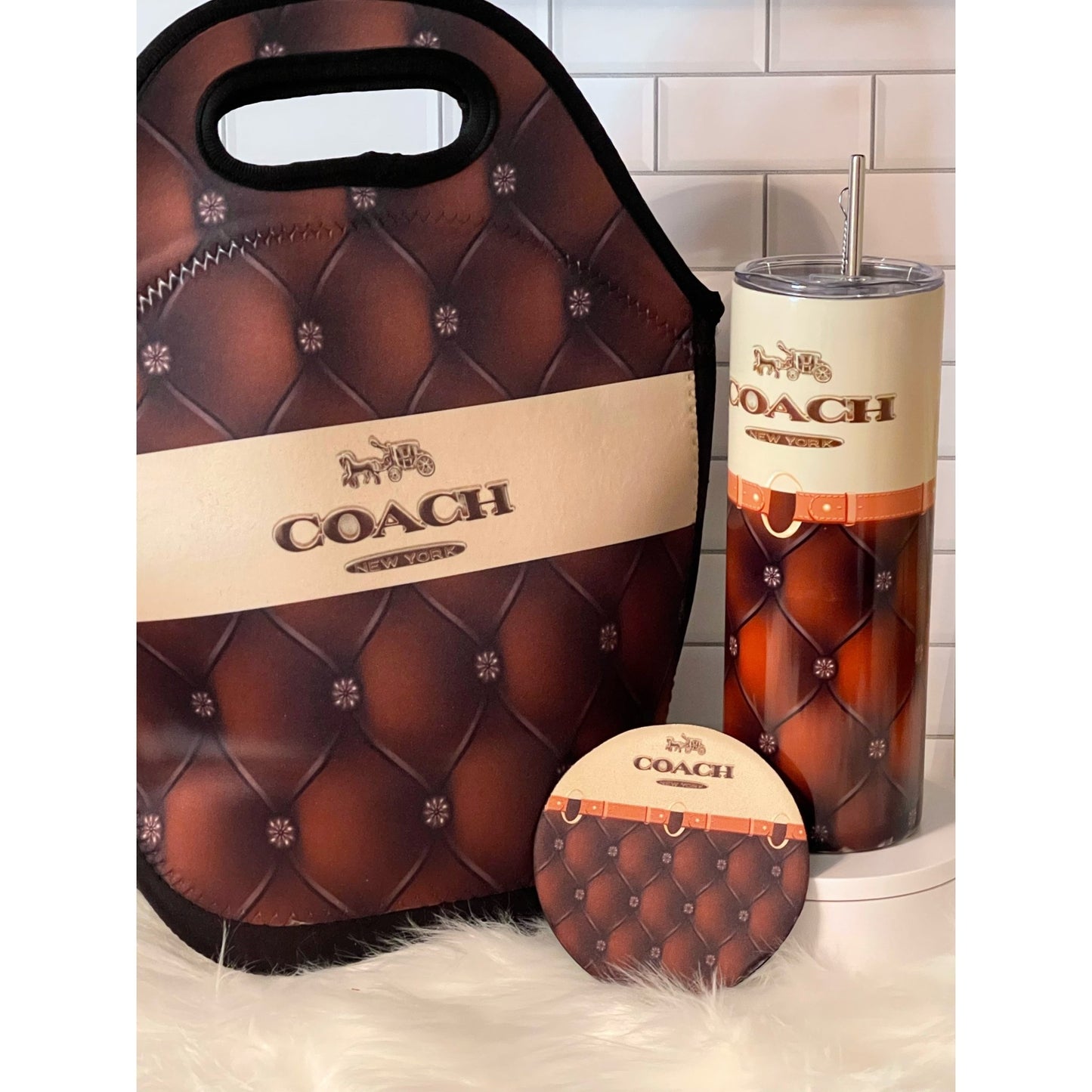 Purse Inspired Lunch Tote, Coaster and Tumbler Set